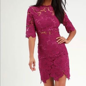 Lulus. MAGENTA LACE SHEATH DRESS